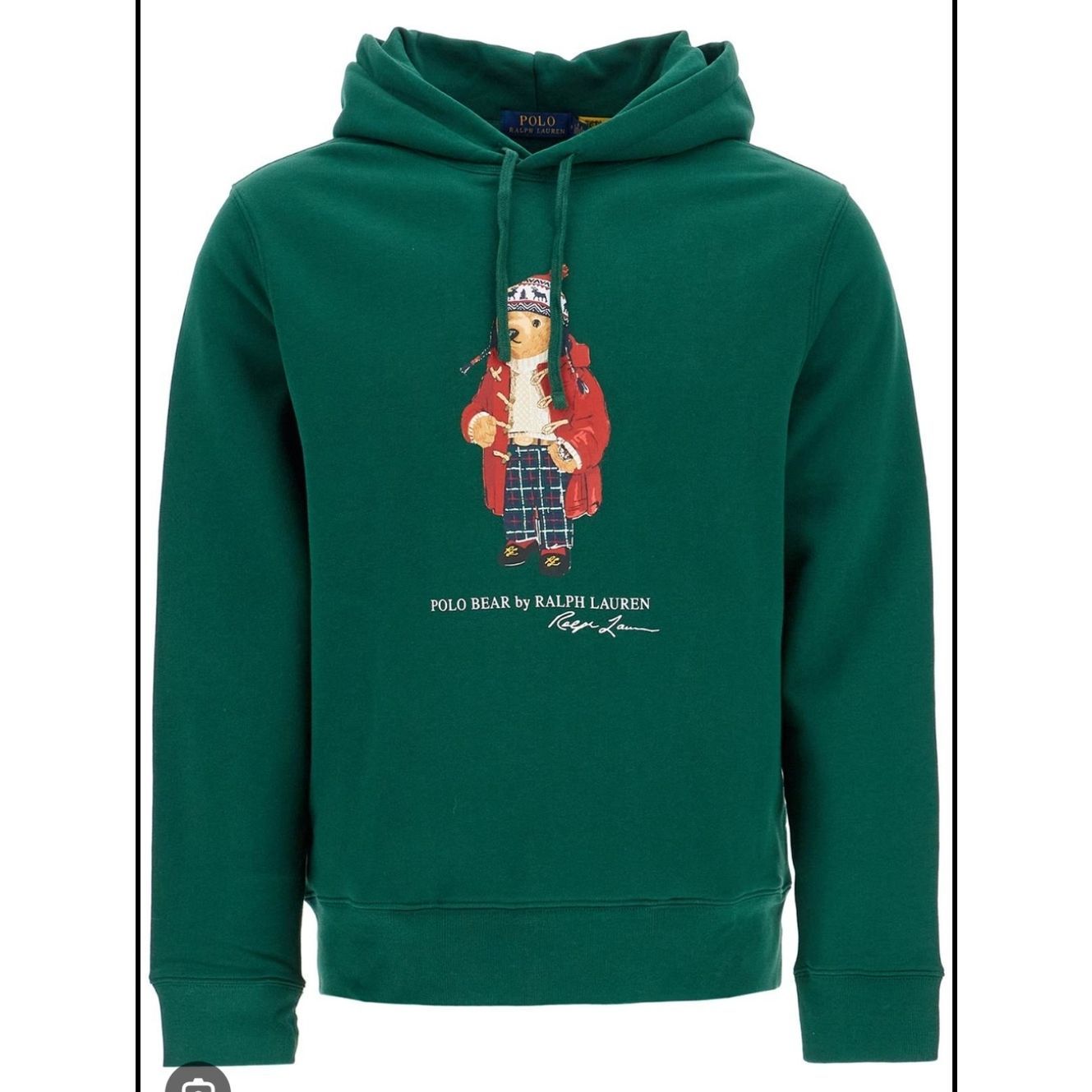 Ralph Lauren Polo Bear Sweatshirt Evergreen Green Hooded Size L